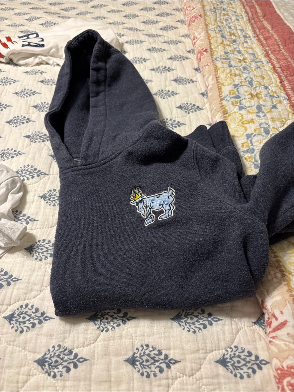 Kids Navy Hoodie with Goat Patch